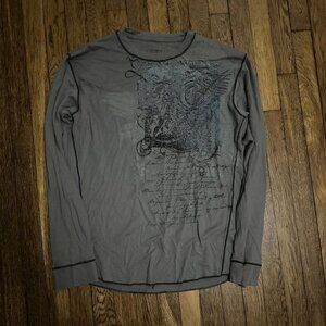 Men's Grey and Blue Shirt